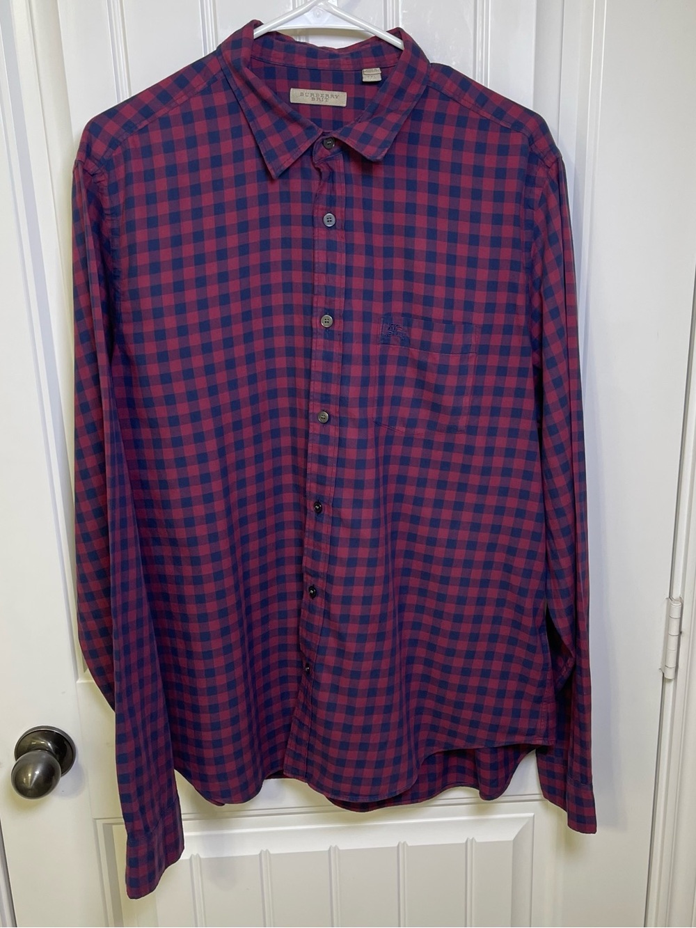 Vintage Burberry Brit Blue & Pink Check Horseman Button-Down Shirt Super Soft